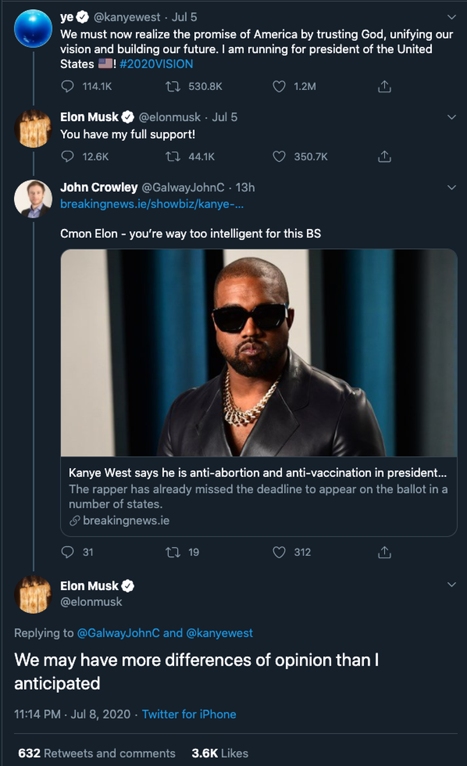 El hilo de Twitter en el que Musk se lo pensó dos veces. Fotografía: twitter @elonmusk